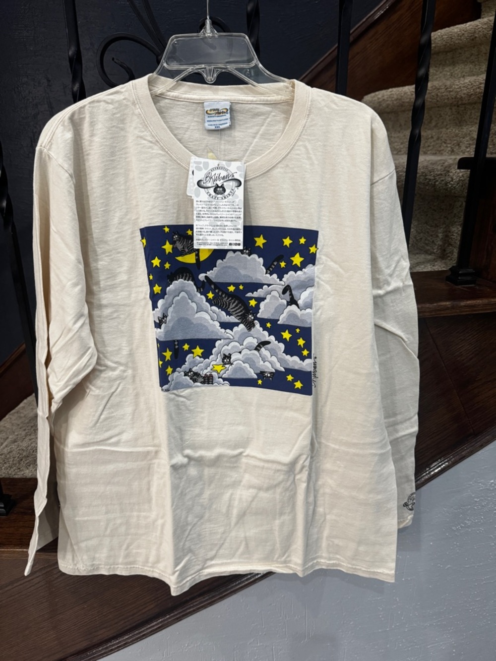 XXL New NWT B. Kliban Crazy Shirts Hawaii Long Sleeve Tee with Starry Cloud Sky - Picture 6 of 11